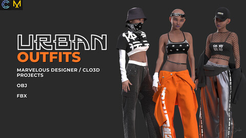 3 Girls Urban outfits CLO3D / MD PROJECTS+OBJ+FBX