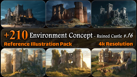 210 Environment Concept - Ruined Castle Reference Pack | 4K | v.16