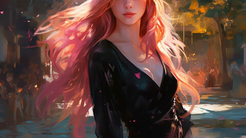 ArtStation - Venetian Elegance: A Radiant Beauty with Pink Tresses 5 ...