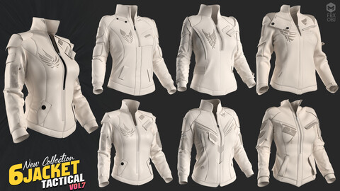 6 models of women's jacket tactical / marvelous & clo3d / OBJ / FBX