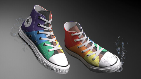 Shoes Converse Multicolor Low-poly 3D model