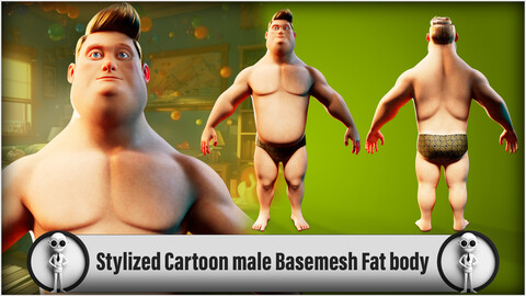 Stylized Cartoon male Basemesh Fat body