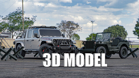 3D models: Jeep Gladiator Rubicon and Jeep Willys MB 1942