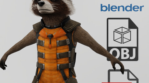 Rocket Raccoon Textured Lowpoly