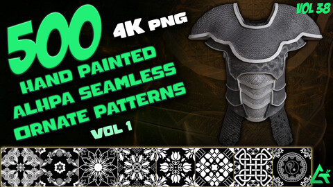 500 Hand Painted Alpha Seamless Ornate Patterns (MEGA Pack) - Vol 38