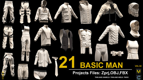 BASIC MAN CLOTHES VOL 2 (CLO3D AND MAEVELOUS DESIGNER) ZPRJ, OBJ, FBX,UV