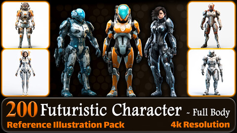 200 Futuristic Character (Full Body) Reference Pack | 4K | v.12