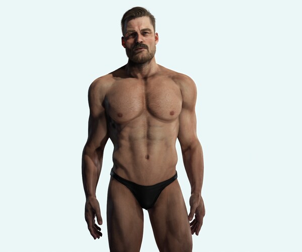 3D model Gym Bro - Giga Chad- Muscular man fitness crossfit VR