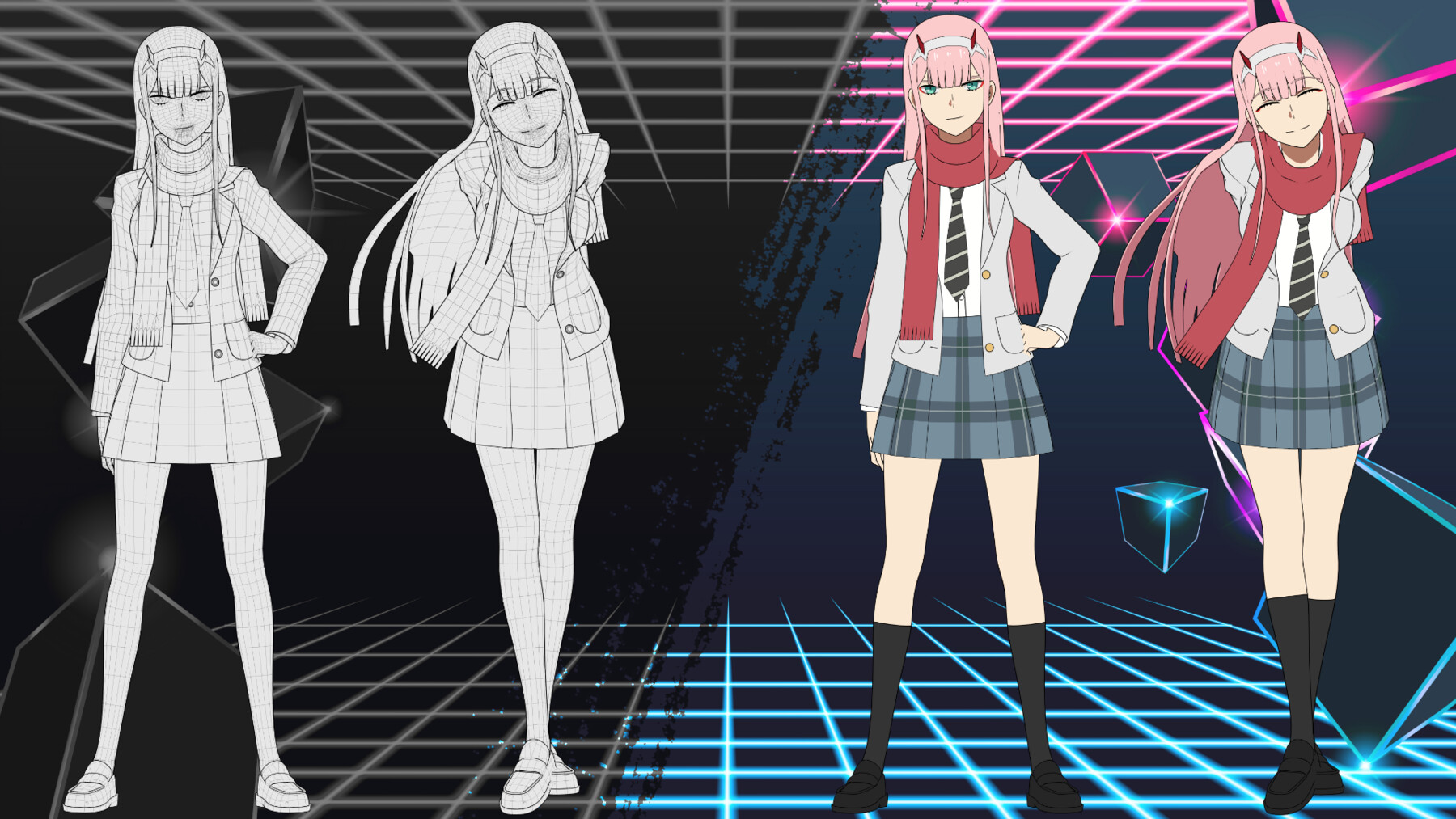 ArtStation - Pack Zero Two - Darling in the Franxx - Model 3D Blender