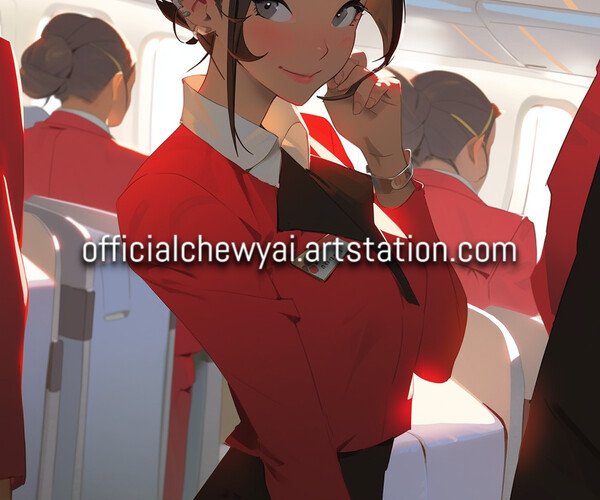 Artstation Flight Attendant Girls Artworks