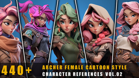 440+ Archer Female Cartoon Style - References Pack Vol.02