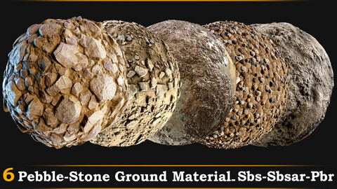 6 Pebble -Stone Ground Material +Tutorial-Sbs-Sbsar-Pbr