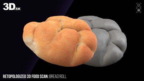 Retopologized 3D Food | Bread Roll