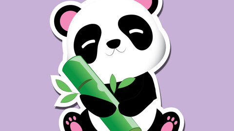 Cute panda bear who loves bamboo