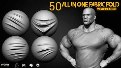 50 Fabric Fold - Tension & Wrincle Brush + Alpha + jpeg preview + Free Demo