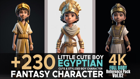 +230 Little Cute Egyptian Boy (Fantasy Character) Vol.02 |4K | Reference Pack