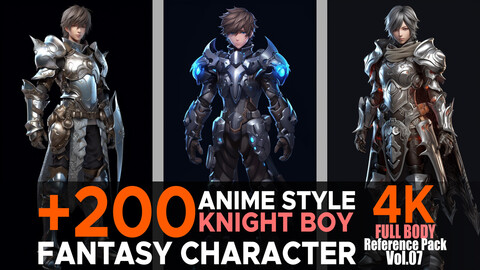 +200 Anime Style Knight Boy (Fantasy Character) Vol.07 | 4K | Reference Pack