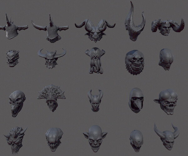 ArtStation - Demon Head Kitbash IMM VOL. 1 | Brushes