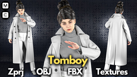 Tomboy No.1: Marvelous Designer + Clo3d + OBJ + FBX + Texture