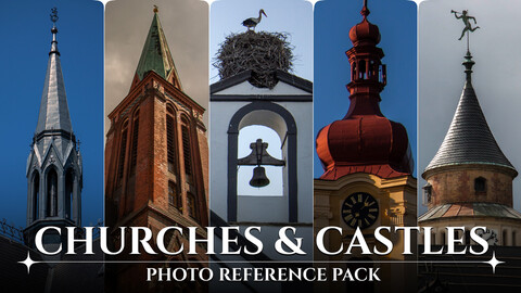 Churches & Castles - Photo Reference Pack For Artists 453 JPEGs