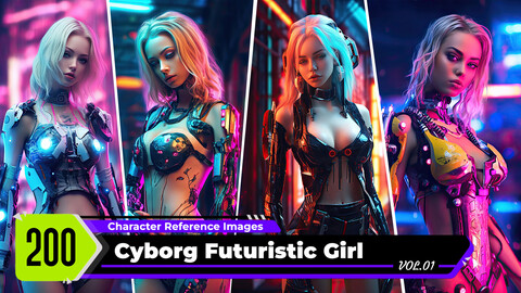 Cyborg Futuristic Girl VOL.01 - 4k Reference Images