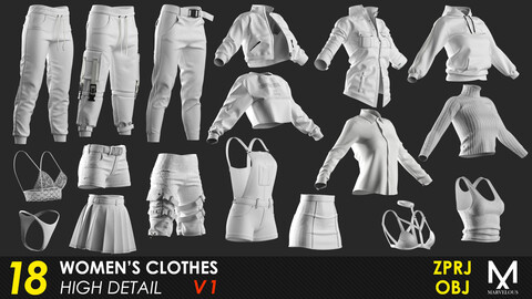 18 Women's Clothes Pack - VOL 1 - Marvelous / CLO Project file