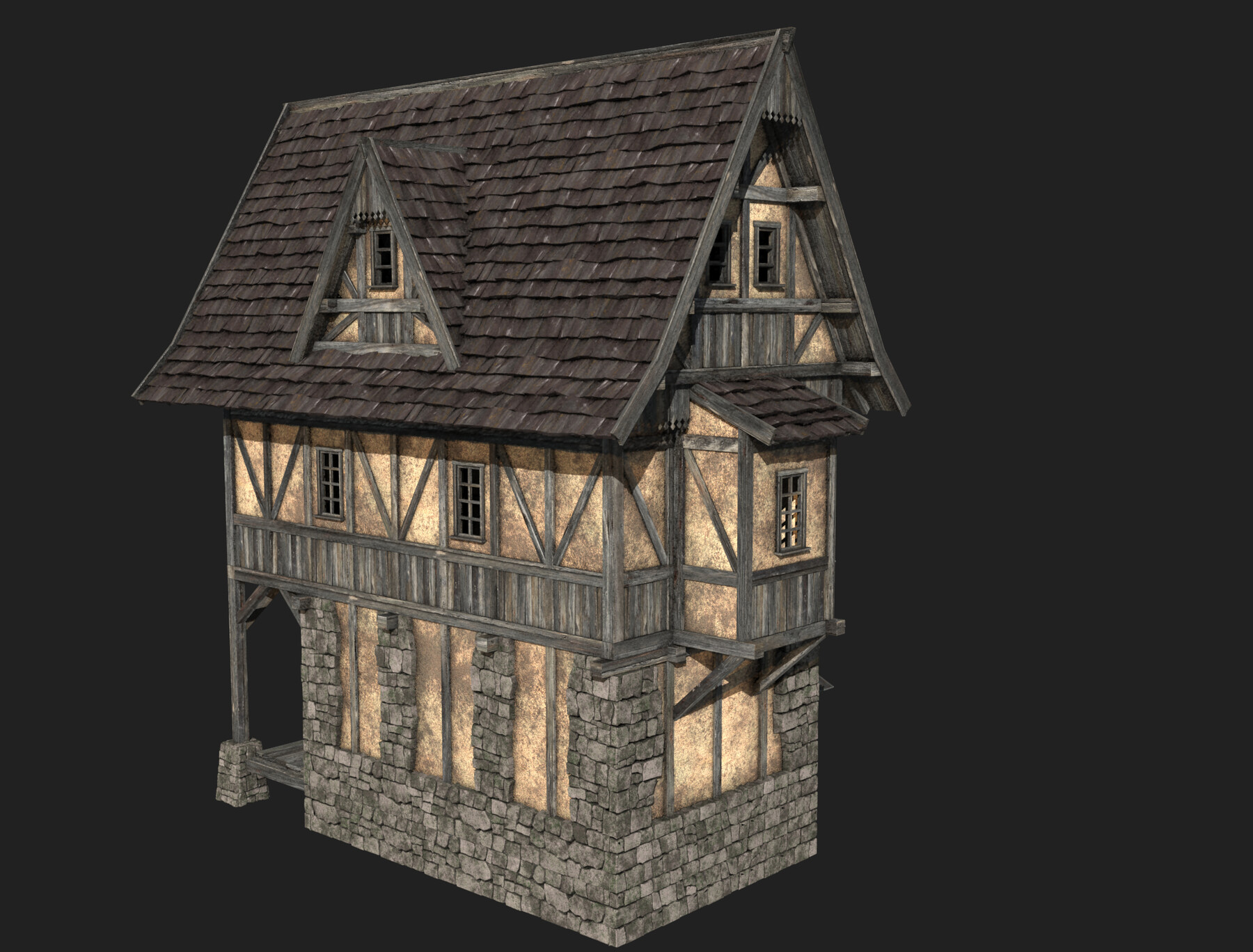 ArtStation - FANTASY WATERMILL MEDIEVAL BUILDING HOUSE HUT TOWN ...