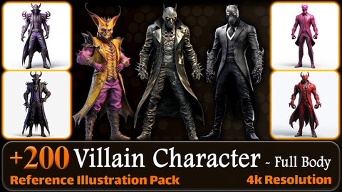 200 Villain Character (Full Body) Reference Pack | 4K | v.16