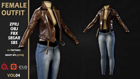 Female Outfit -VOL04 / Clo3d(MD) ProJect + Sbsar File (The project is baked)