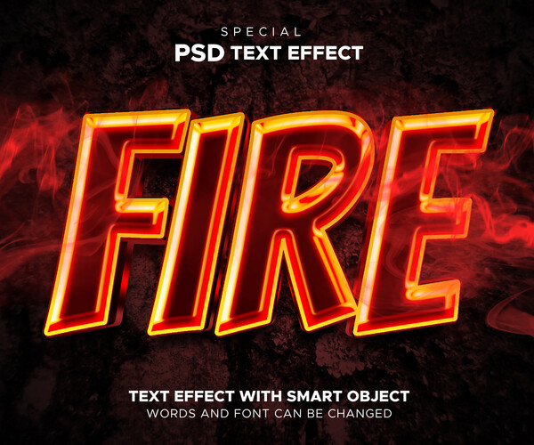 ArtStation - 3D Fire. PSD fully editable text effect. Layer style PSD ...