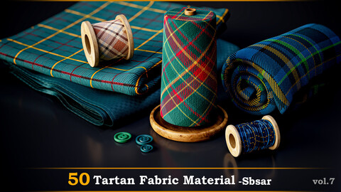 50 Tartan Fabric Material -Sbsar + 5 Free Samples + Tutorial Vol.7