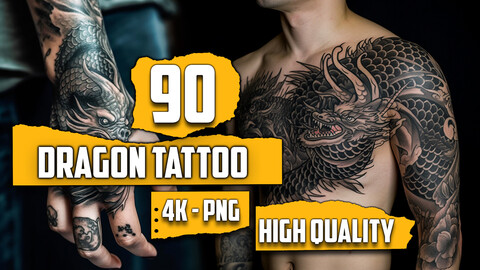 90 Dragon Tattoo (PNG Files-transparent)-4k - Vol 02