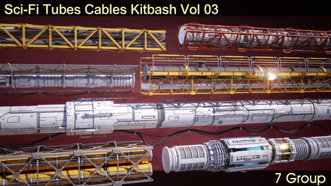 Sci-Fi Tubes Cables Kitbash Vol 03