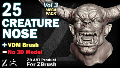 25 ZB ART Creature Nose For ZBrush (VDM Brush) - Vol 3