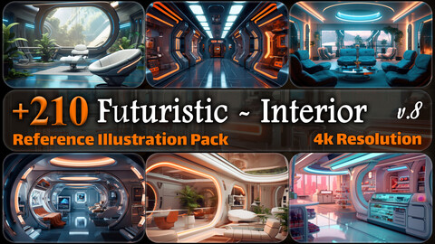 210 Futuristic Environment - Interior Reference Pack | 4K | v.8