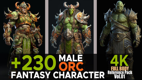 +230 Male ORC (Fantasy Character) Vol.01 |4K | Reference Pack