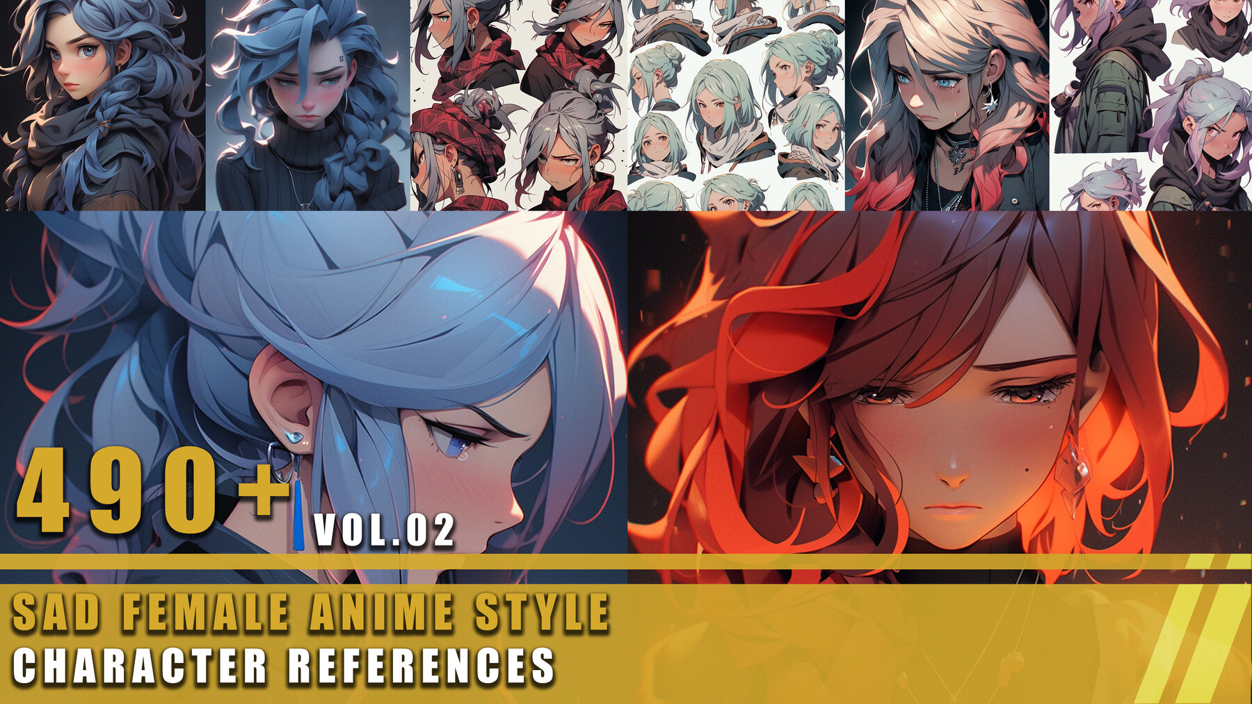 490+ Sad Female Anime Style - Character references Vol.02