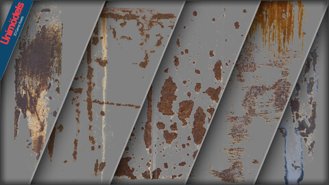 Decals Rusty metal Vol. 1 - Ideal for Photoshop and Substance painter - PNG and Alpha channel on each stamp