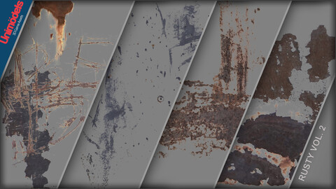 Decals Rusty metal Vol. 2 - Ideal for Photoshop and Substance painter - PNG and Alpha channel on each stamp