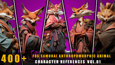 400+ Fox Samurai Anthropomorphic Animal - Character References Vol.01