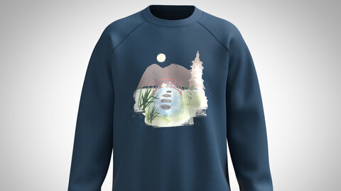 Men's Sweatshirt-Watercolour Garden