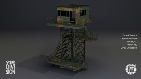 Guard Tower / Security Watch Tower (Green Rusted)