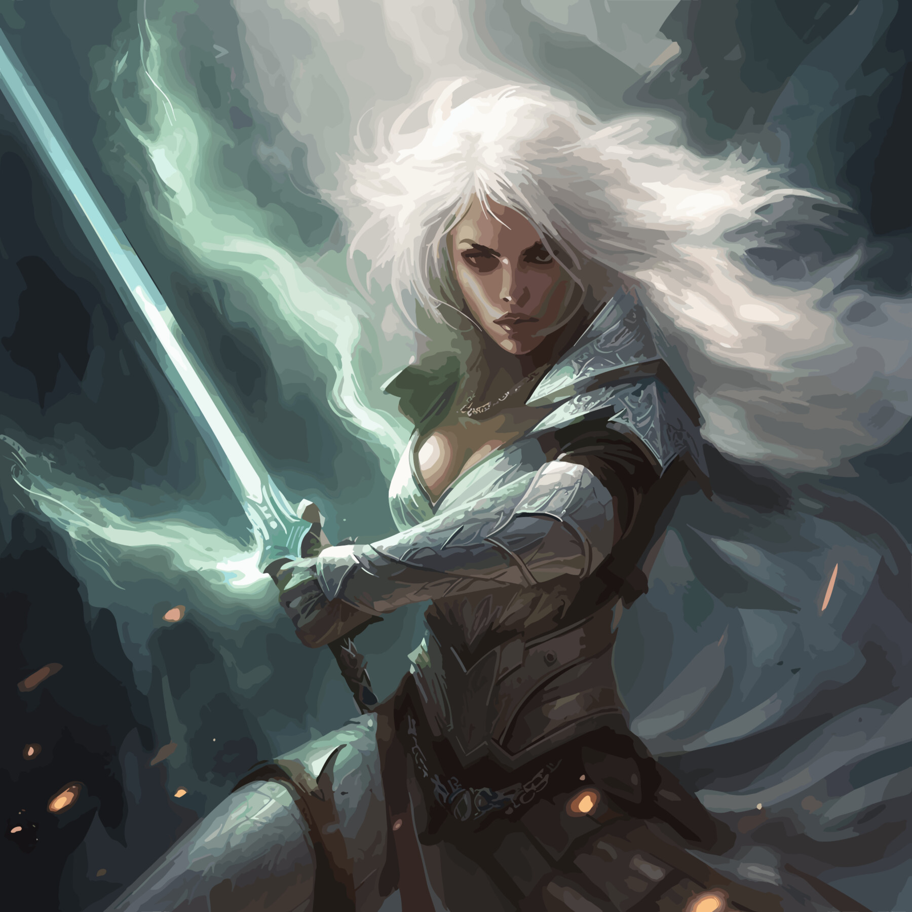 ArtStation - A female paladin with white hair. | Artworks