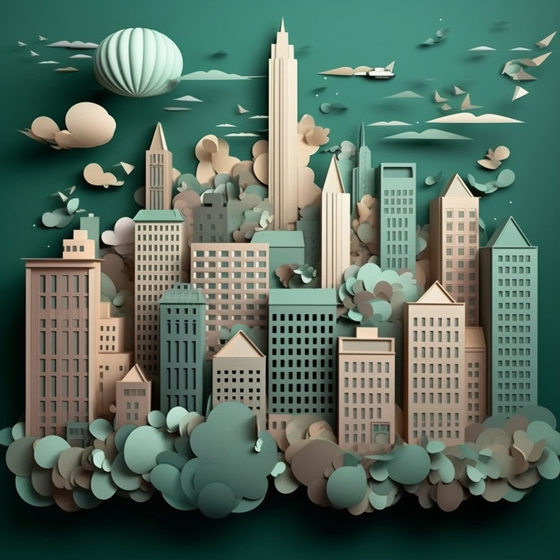 Paper cut Art of City And Landscapes