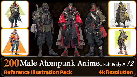 200 Male Atompunk Anime (Full Body) Reference Pack | 4K | v.12