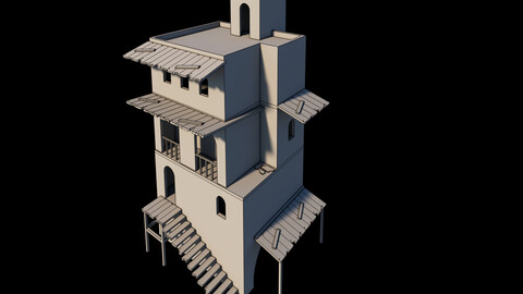 Old 3-level house 3D