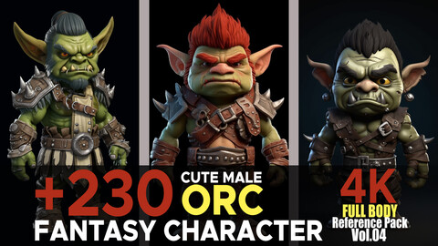 +230 Cute Male ORC (Fantasy Character) Vol.04  | 4K | Reference Pack