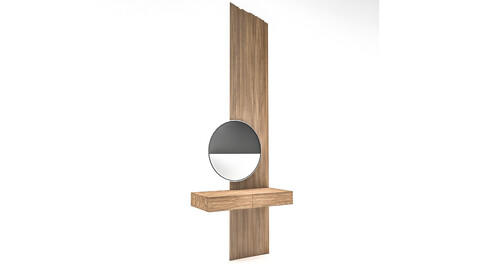 The modern decorative bathroom mirror and sink Low-poly 3D model