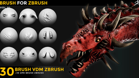 30 Vdm Brush Draogon for Zbrush zbr Vol 01