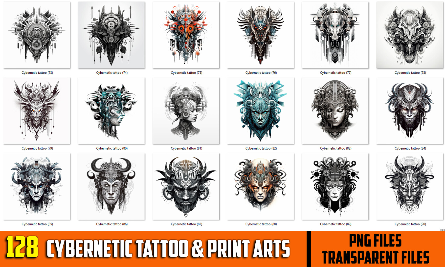 ArtStation - 128 Cybernetic Tattoo (PNG Files & Transparent Files)-4k ...